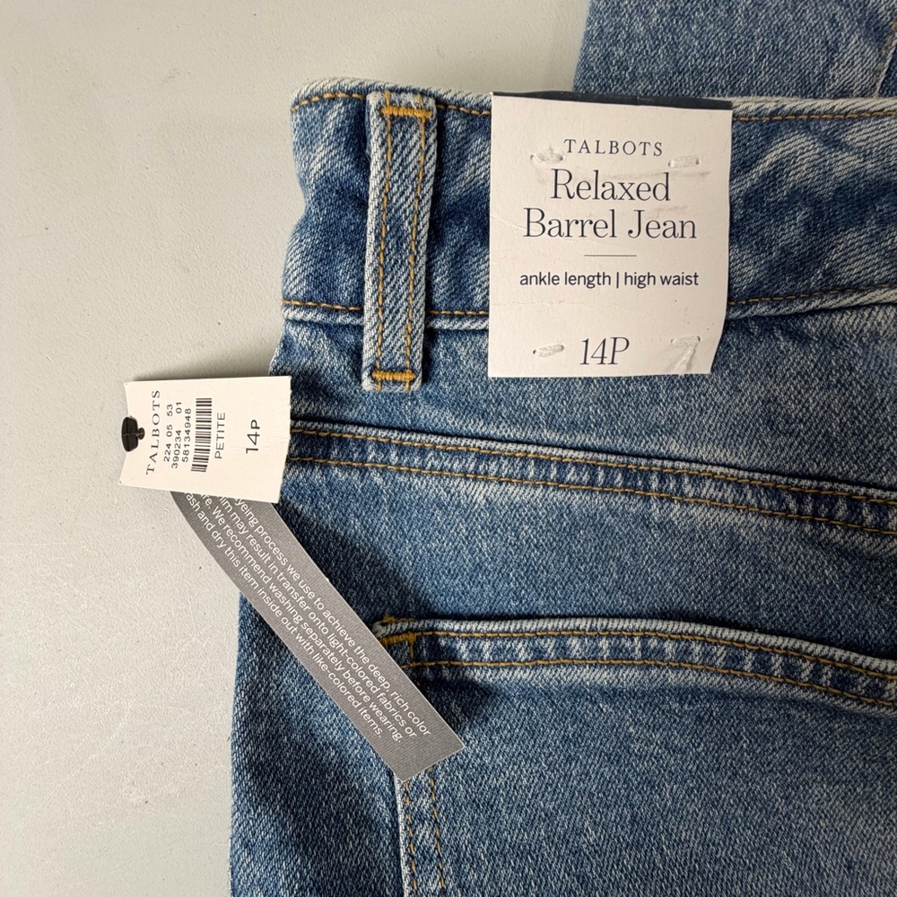 Talbots Relaxed Barrel Jean Denim Ankle Length High‎ Waist Women’s 14 Petite New - Picture 4 of 7